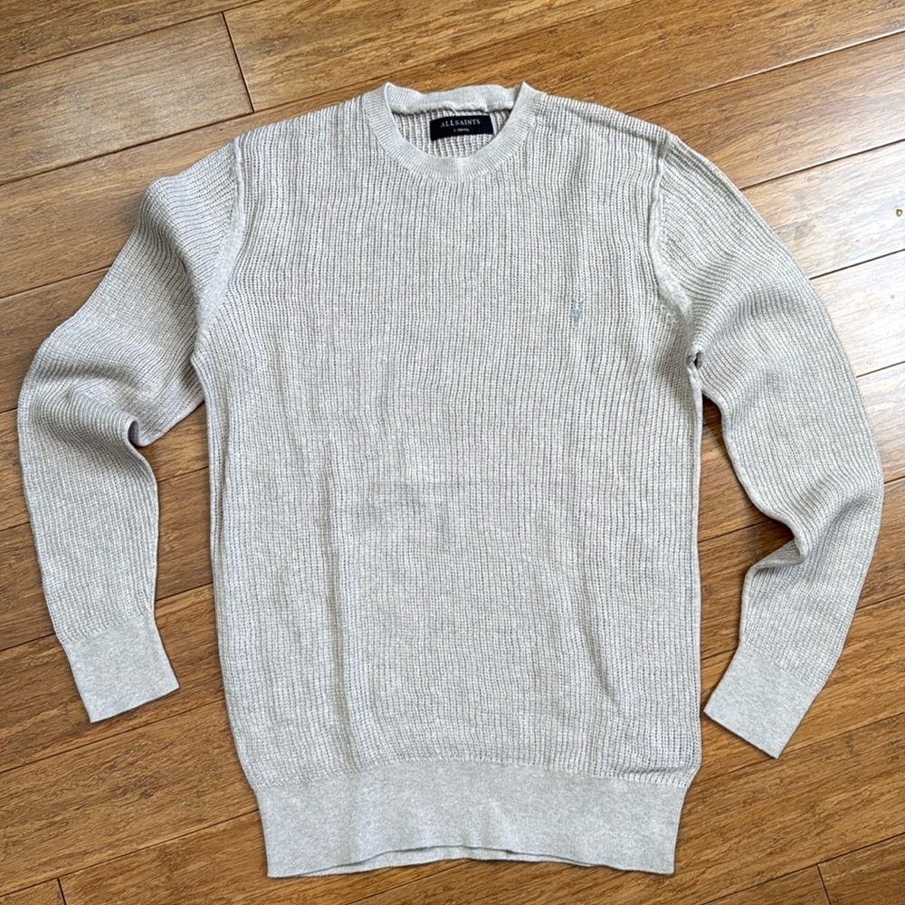 NEW ALL SAINTS Knit Sweater Taupe 100% cotton sz XS